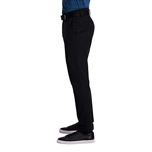 Haggar Men's Cool Right Performance Flex Solid Classic Fit Flat Front Pant-Reg. and Big & Tall Sizes, Black, 34W x 30L