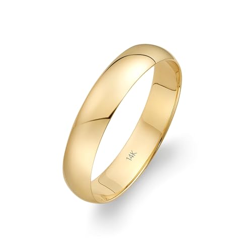 Oxford Ivy Wedding Band Solid 14K Yellow Gold 4mm Plain Ring, Size 8.5