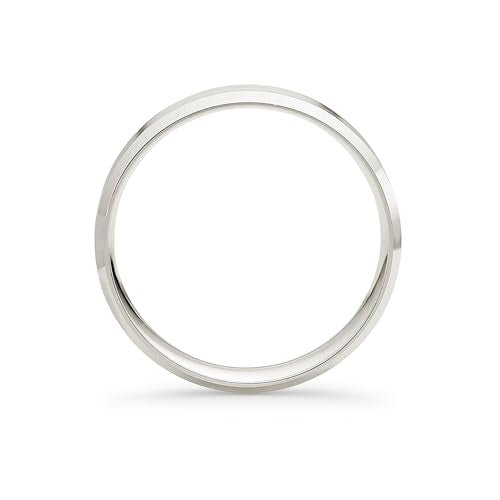 Oxford Ivy Wedding Band Solid 10K White Gold 5mm Beveled Ring, Size 11.5