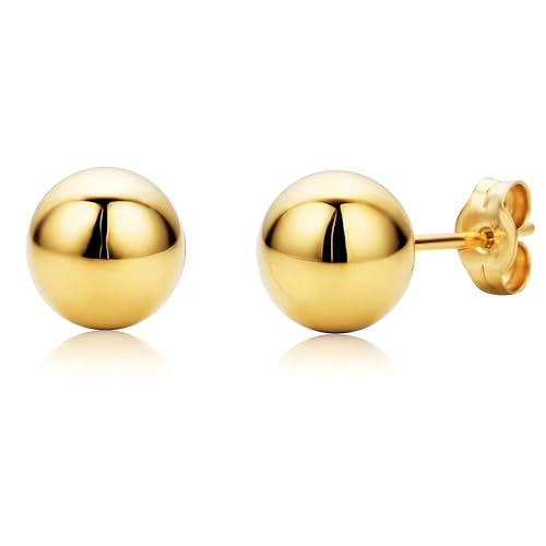 10K Yellow Gold Ball Stud Earrings, 4mm