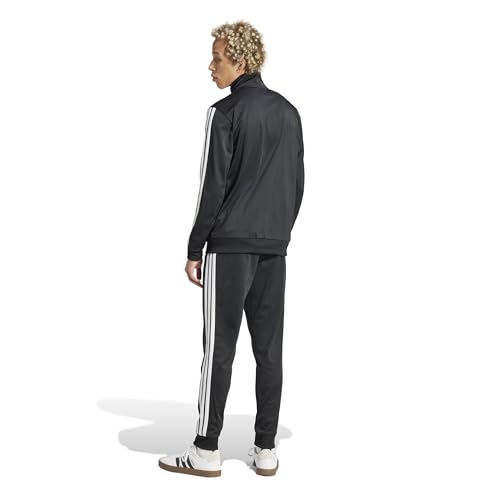 adidas Men's Basic 3-Stripes Tricot Track Suit, Black, Large