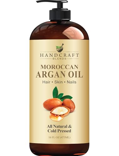 Handcraft Blends Moroccan Argan Oil - 16 Fl Oz - 100% Pure and Natural - Premium Grade Carrier Oil for Skin and Hair - Hair and Body - Massage - Cold-Pressed