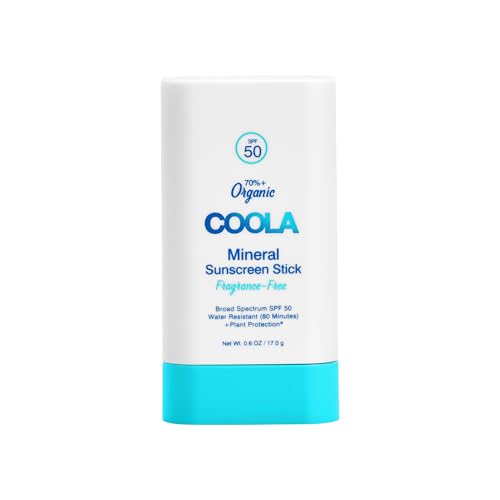 COOLA Mineral Sunscreen Stick SPF 50, Face & Body, Fragrance Free, 0.6 oz