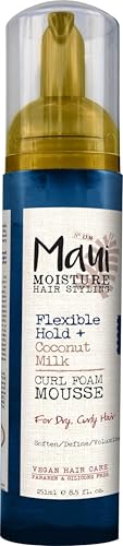 Maui Moisture Flexible Hold + Coconut Milk Curl Foam Mousse, for Curly Hair Styling, No Drying Alcohols, Parabens or Silicone, 8.5oz