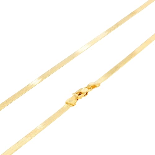 Nuragold 10k Real Yellow Gold Herringbone 3mm Chain Flexible Necklace - 22"
