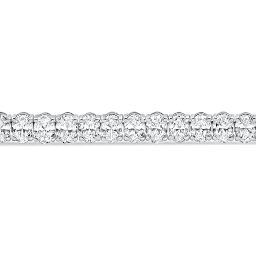 P3 POMPEII3 Pompeii 10Ct Oval Cut Diamond Tennis Bracelet 7" 14k White Gold Lab Grown - Size 7 (EF,VS)