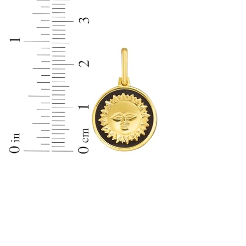 Floreo Italian 14k Yellow Gold 15mm Reversible Sun & Moon Medallion Charm Pendant with Necklace, 16-20 Inch