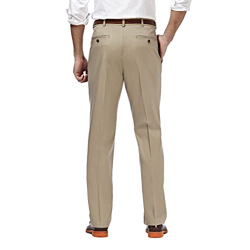 Haggar Men's Premium No Iron Khaki Classic Fit Pleat Front Casual Pant (Regular and Big & Tall Sizes), 42W x 30L