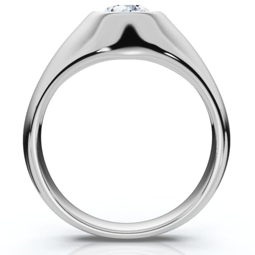 P3 POMPEII3 Pompeii Mens Solitaire Round Diamond Ring 1Ct Anniversary Pinky Ring 14k Gold Lab Grown - Size 9.5 (G,VS2-SI1)