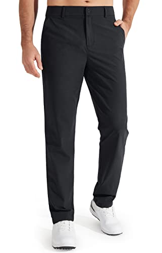Libin Mens Golf Pants Classic Fit Stretch Work Dress Pants 32" Quick Dry Lightweight Business Casual Trousers Comfort Water Resistant, Black, 40W x 32L