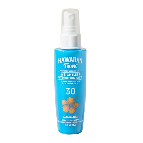Hawaiian Tropic Weightless Hydration Water Mist for Face SPF 30, 2.1 Fl Oz