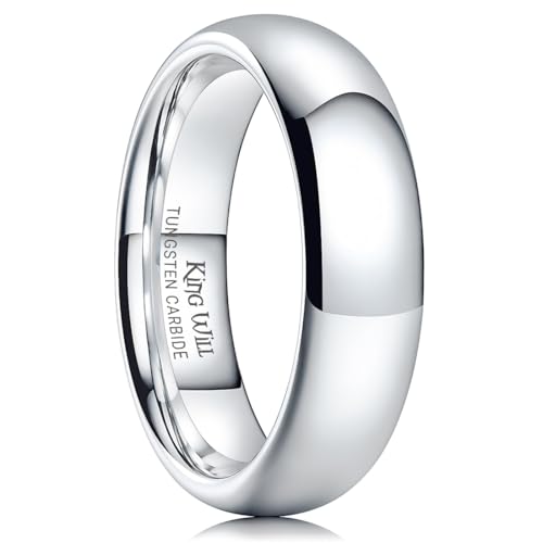 Mens Classic Silver Tungsten Wedding Band Engagement Rings 6mm Size 10