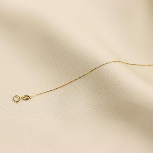 14 K Gold Necklace for Women, Box Chain 0.5MM 14”-24”, 16 inch Gold Chain for Women, 14 Karat Gold Necklace, 18 inch Gold Chain, 14k Solid Gold Chain, Gold Necklace for Women 14k Real Gold (16 Inches (Short))