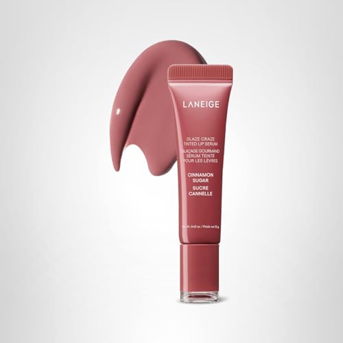 LANEIGE Glaze Craze Tinted Lip Serum: Hydrating, Lip Barrier-Boosting, Softening Lip Serum Treatment for Glossy & Buildable Shine, Nourished Lips| Korean Skin Care, Cinnamon Sugar