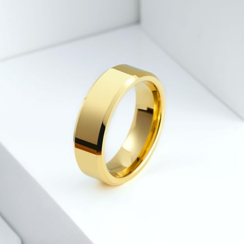 King Will Basic Men Polished Tungsten Rings 14K Gold 7mm Size 11