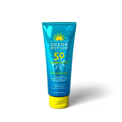 Ocean Potion SPF 50 Sunscreen Body Lotion, Broad Spectrum UVA/UVB Sun Protection with Aloe and Vitamin E, Water-Resistant Non-Greasy Sunscreen, 6.8 oz
