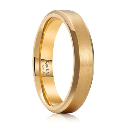 King Will Men Titanium Rings 14K Gold 5mm Size 10