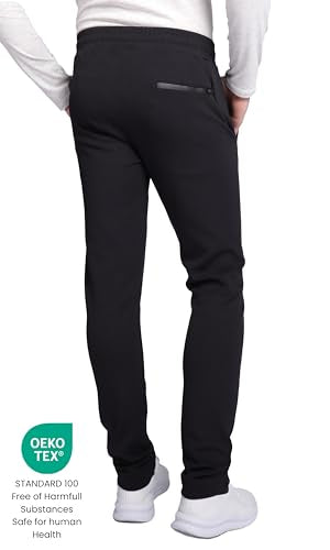 SCR Tall Mens Sweatpants - Luxury Cotton Mens Athletic Pants - Comfortable Men's Joggers with Zipper Pockets - Long Open Bottom Sweat Pants for Men – Black, 36Wx33L