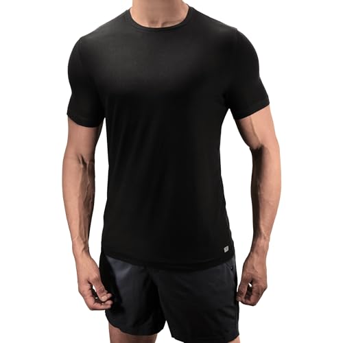 Lanky Llama (New) Aero Tee | Fit for Slim & Tall Slim Men | Lightweight Luxury Athleisure | True Black, Large Tall