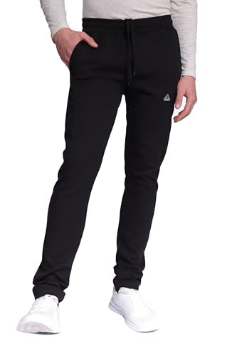 SCR Tall Mens Sweatpants - Luxury Cotton Mens Athletic Pants - Comfortable Men's Joggers with Zipper Pockets - Long Open Bottom Sweat Pants for Men – Black, 36Wx33L