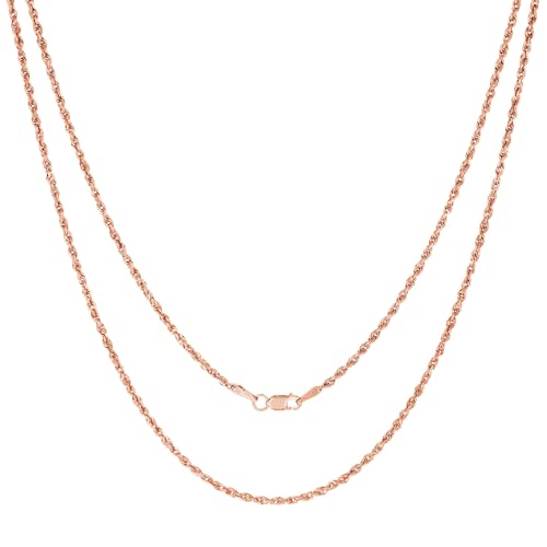 Nuragold 10k Real Rose Gold 1.8mm Rope Chain Diamond Cut Necklace (16"-30") - 26"