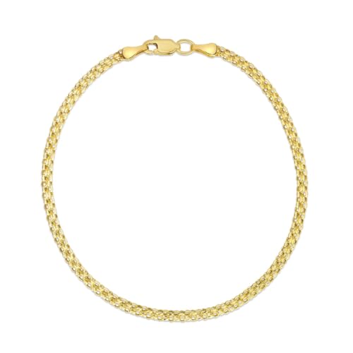 Floreo 14k Yellow Gold 2.5mm Bismark Chain Bracelet 7.25 Inch