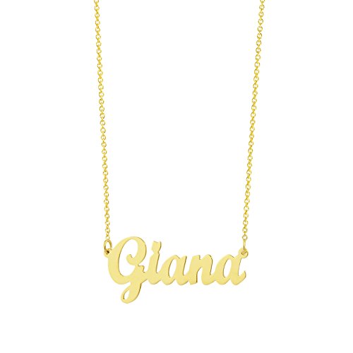 Soul Jewelry 10K Solid Gold Personalized Name Necklace for Women - Custom Dainty Script Nameplate Pendant, Minimalist Monogram Jewelry (14"-20")