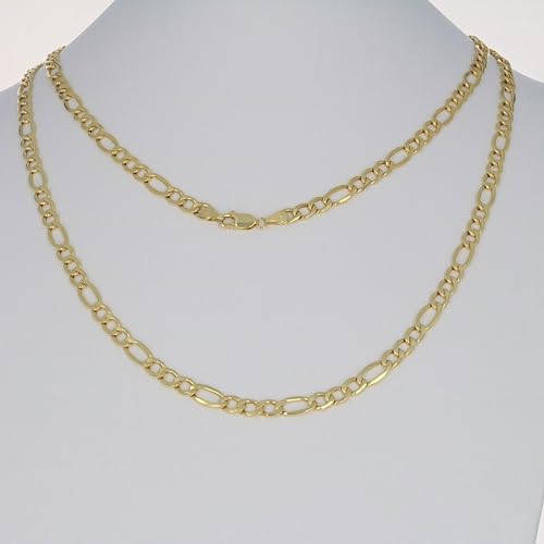 Nuragold 14k Real Yellow Gold Figaro Link 5.5mm Chain Necklace (16"-30") - 18"