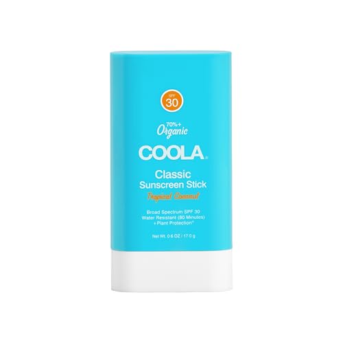 COOLA Face Sunscreen Stick SPF 30, Tropical Coconut Scented, 0.15 oz