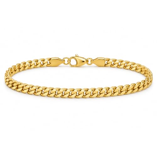 SHOP WGS 4.5MM 14K Solid Gold Miami Cuban Curb Bracelet for Women & Men