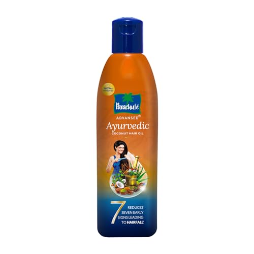 Parachute Advansed Ayurvedic Coconut Hair Oil with Basil (Tulsi), Aloe vera, Flax seed, Gooseberry (Amla) |25 Ayurvedic Ingredients | Controls Hair Fall, Dandruff, Indian Hair Oil |10.1 Fl.oz