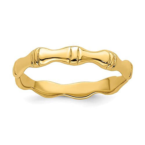Sonia Jewels Real 14k Yellow Gold Bamboo Ring Band Size 5
