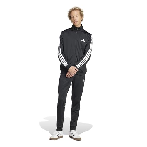 adidas Men's Basic 3-Stripes Tricot Track Suit, Black, Large