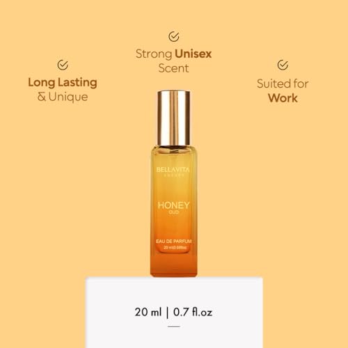 Bellavita Luxury Honey oud Eau de Parfum | 20 ml (0.7 fl.oz.) | Travel Size Perfume for Men and Women | Sweet Honey, Bergamot, Oud, and Amber Notes | Long Lasting Unisex Fragrance