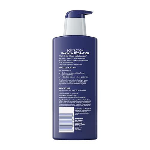NIVEA MEN Maximum Hydration Lotion, 48-Hour Body Moisturizer, 16.9 FL OZ