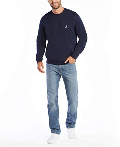 Nautica Men's Basic Crew Neck Fleece Sweatshirt Sweater, Navy, X-Large