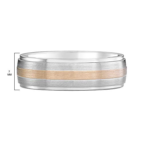 Brilliant Expressions Satin-Finish Cobalt Wedding Band with 14K Yellow Gold Central Channel, 7mm, Size 8