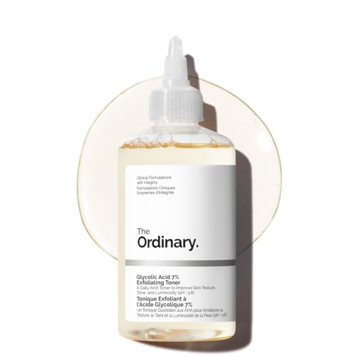 The Ordinary Glycolic Acid 7% Exfoliating Toner, Brightening and Smoothing Daily Toner for More Even-Looking Skin Tone, 8.1 Fl Oz