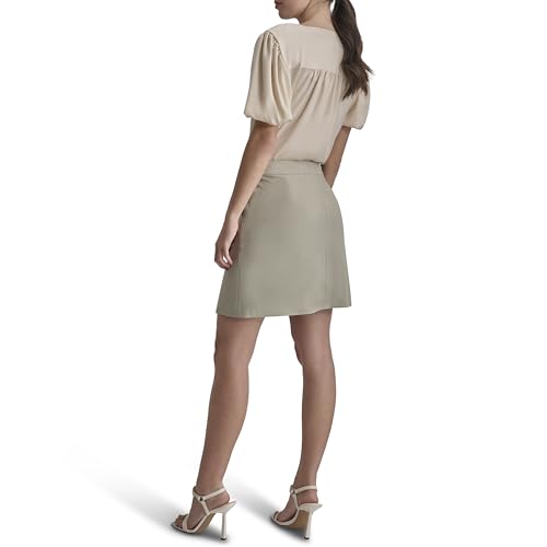 DKNY Women's Knee Length Business Casual Suit Skirt, Light Fatigue/White, 12