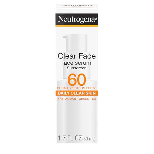 Neutrogena Clear Face Serum Sunscreen SPF 60, Broad Spectrum, 1.7 fl oz