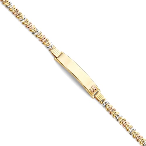 14k Tri Color Gold 15 Years ID Bracelet - 7.5"