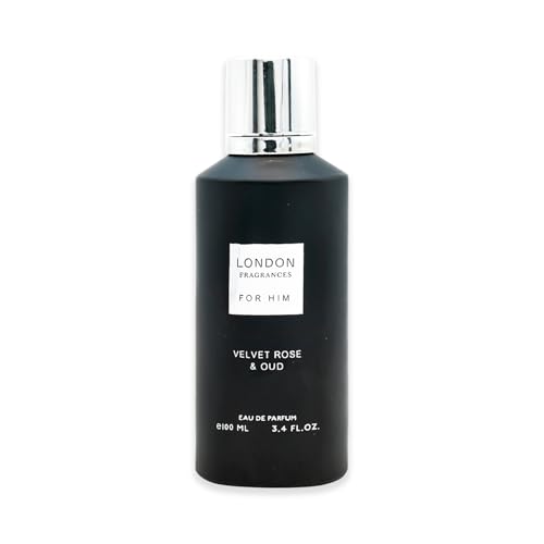 Fine Perfumery London Fragrances - Velvet Rose and Oud - Bergamot, Patchouli, Sandalwood Cologne for Men - Long Lasting Perfume for Men - 3.4 oz