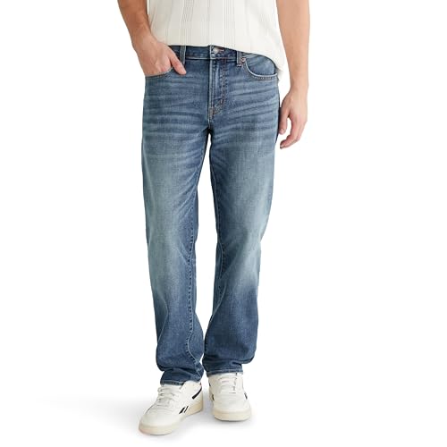 Aeropostale Men's Premium Air Straight Jean, Medium Wash, 38W x 32L