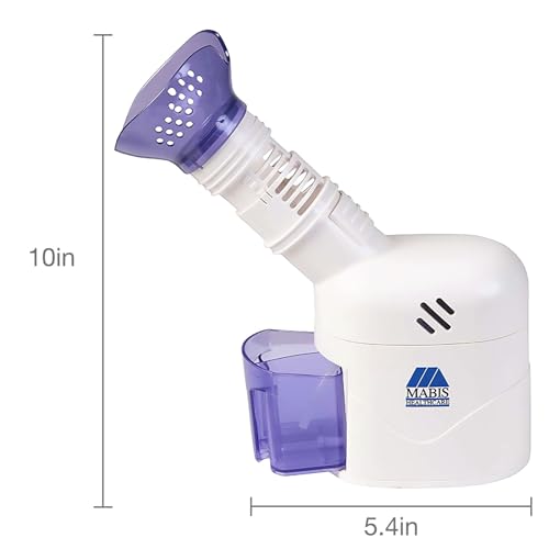 MABIS Facial Steamer, Steam Inhaler, Vaporizer or Vocal Steamer with Aromatherapy Diffuser and Soft Face Mask for Personal and Facial Steaming, 25mL