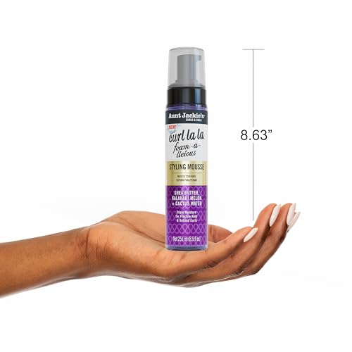 Aunt Jackie's Curls & Coils Curl La La Foam-a-licious Styling Mousse, 8.5 fl oz - Triple Moisture for Flexible Hold and Defined Curls