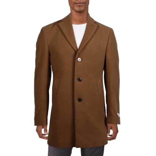 Calvin Klein Men's Slim-Style Overcoat, Camel, 38S
