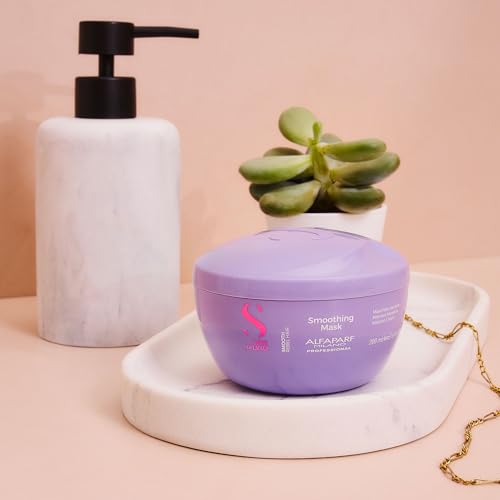 Alfaparf Milano Semi di Lino Smooth Gift Set for Rebel and Frizzy Hair - Sulfate Free Shampoo, Hair Mask and Smoothing Cream - Anti Frizz Control