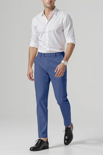 GINGTTO Mens Slim Fit Dress Pants Stretch Blue Tapered Skinny Slacks 32 (179–198 lbs)
