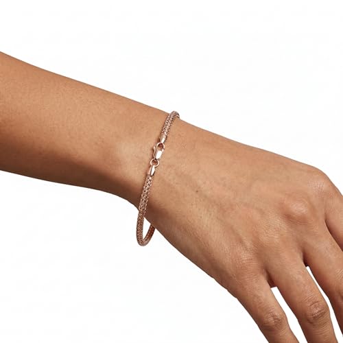 Floreo 14k Rose Gold 3.4mm Slim Weaved Bangle Bracelet, 7.25 Inch