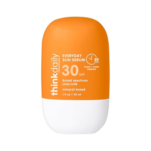 Thinkdaily Everyday Sun Serum SPF 30, Mineral Sunscreen for Face, 1 Fl Oz